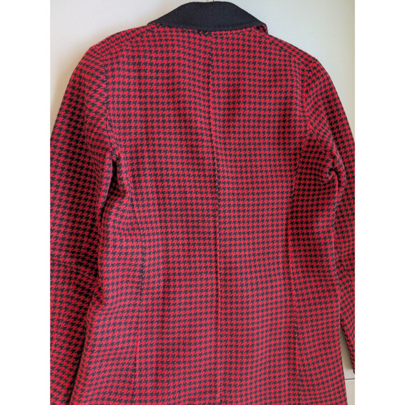 Veronica Beard Senna Houndstooth Wool & Cashmere Coat Size US4 Red Black #1J474 - Picture 8 of 12